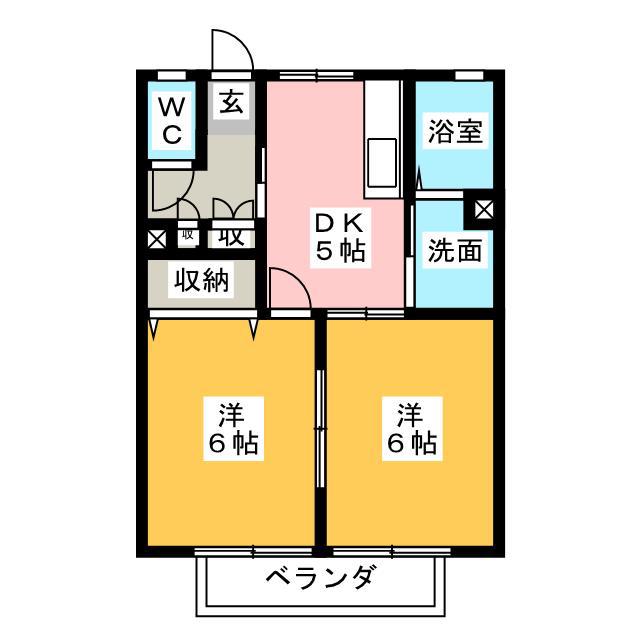 ボランチ1(2DK/1階)の間取り写真