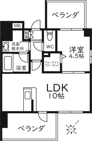 MODERNPALAZZO 天神南LEAF(1LDK/11階)の間取り写真