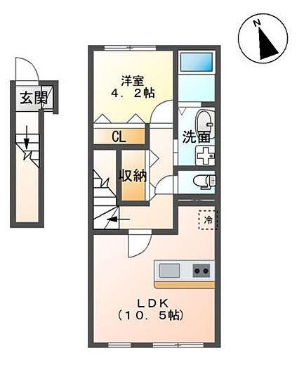サクラーレ朝日(1LDK/2階)の間取り写真