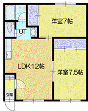 メゾン北斗(2LDK/2階)の間取り写真