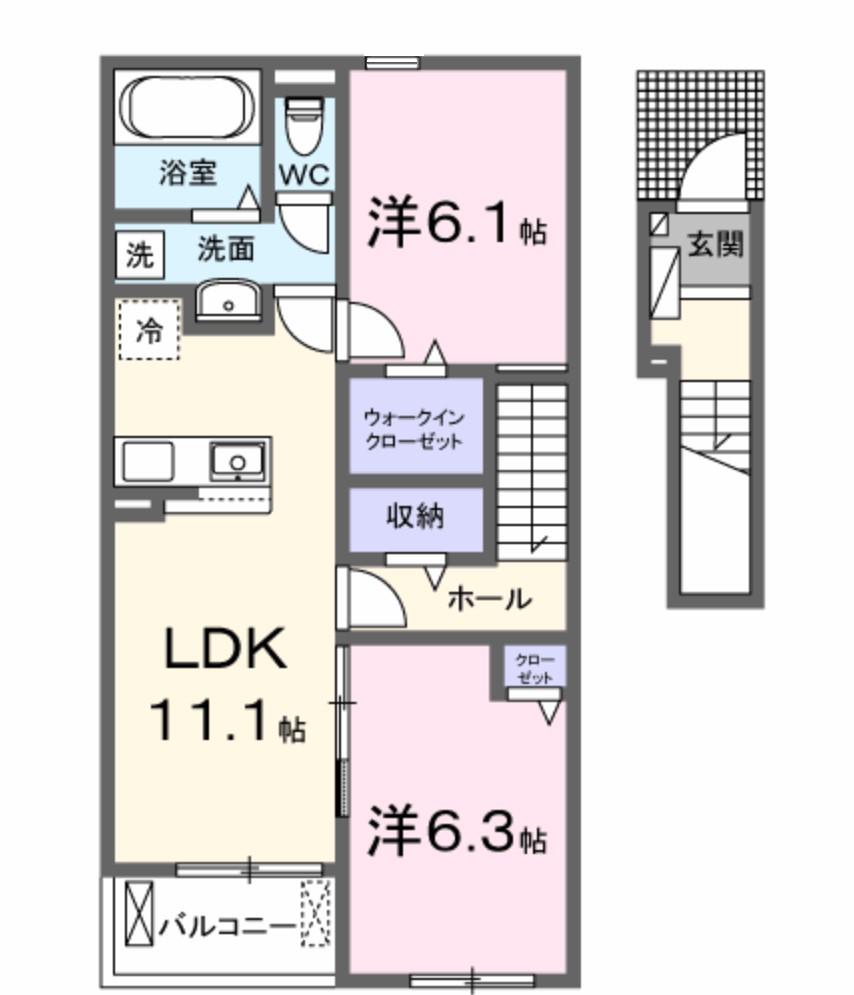 ハウオリエルア(2LDK/2階)の間取り写真