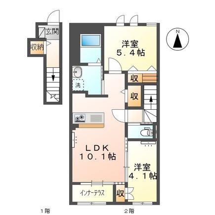 KURENAI(2LDK/2階)の間取り写真