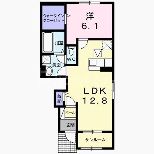 ヴェルドミール緑台III(1LDK/1階)の間取り写真
