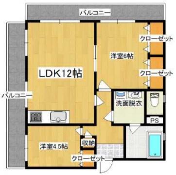 大産長丘ビル(2LDK/4階)の間取り写真