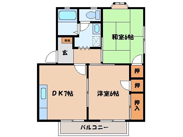 カサ・コリーナ(2DK/1階)の間取り写真