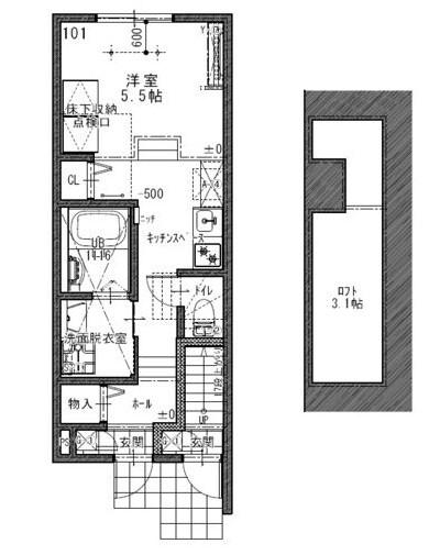 あんしん津堂08-1080(1K/1階)の間取り写真