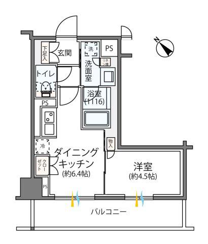 リージア海老名ビナフロント(1DK/10階)の間取り写真