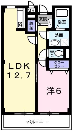 リフティ白水(1LDK/1階)の間取り写真