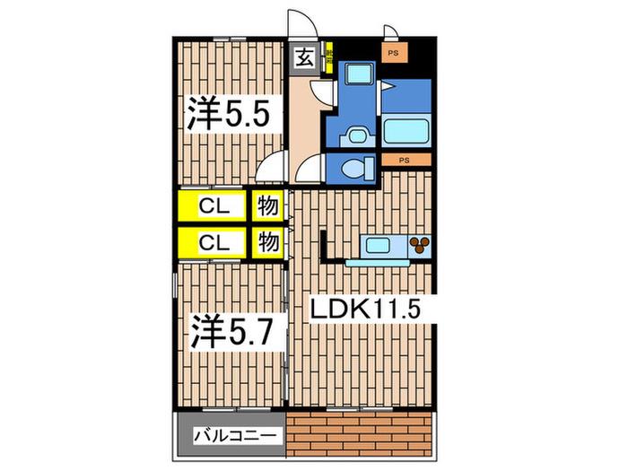 サバービアA(2LDK/2階)の間取り写真