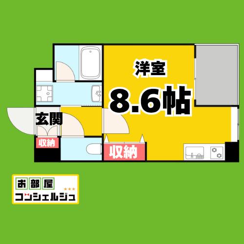 CITY SPIRE 名古屋大須(ワンルーム/8階)の間取り写真