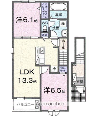 シャルフ飛江田 II(2LDK/2階)の間取り写真