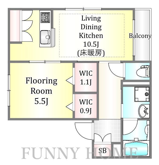上馬5丁目メゾン(1LDK/1階)の間取り写真