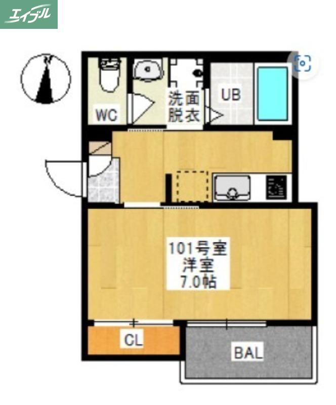 REGALEST 下中野(1K/2階)の間取り写真