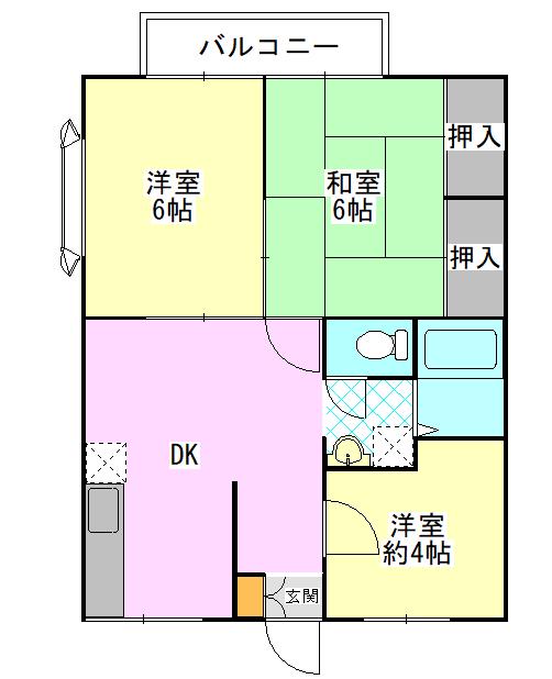 エステートヴェルデI(3DK/2階)の間取り写真