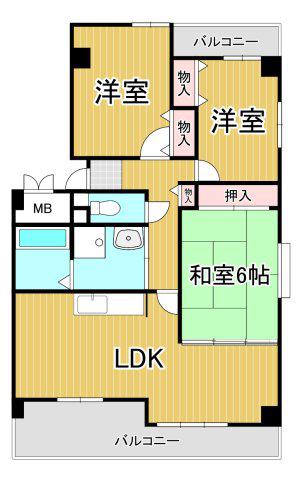 カーサ・ドゥ・テソロ(3LDK/3階)の間取り写真