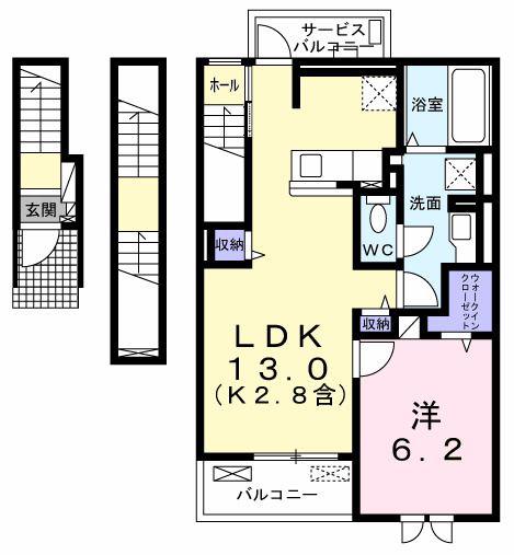 リヴェール・パレ(1LDK/3階)の間取り写真