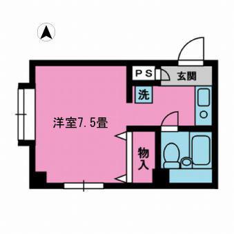 八高マンション(ワンルーム/2階)の間取り写真