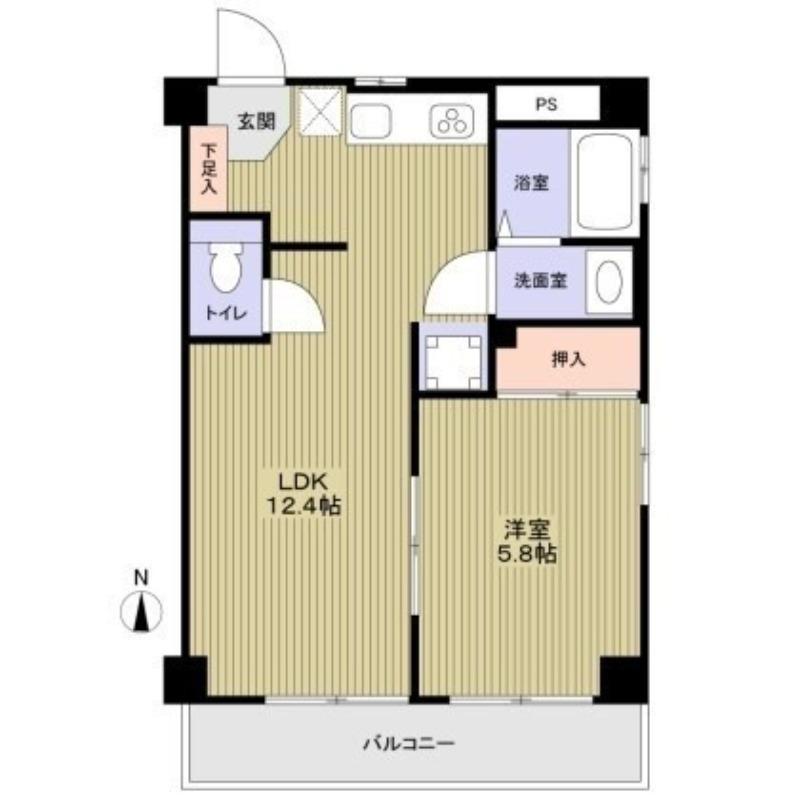 電気館ビルアポロハイツ(1LDK/5階)の間取り写真