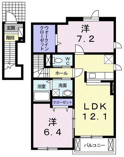 マイユクール桑名(2LDK/2階)の間取り写真