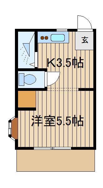 シャト-谷治3(1K/1階)の間取り写真