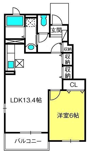 メゾンドソレイユA(1LDK/1階)の間取り写真