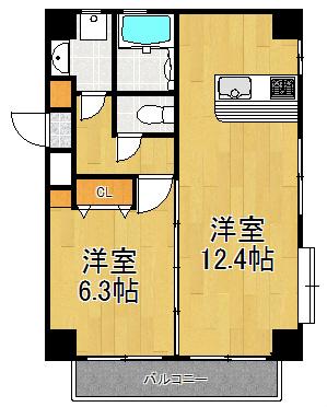 マーヴェル鶴見(1LDK/3階)の間取り写真
