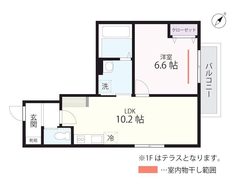 クワイエット クラブ ハウス トゥギャザー 横浜元町(1LDK/1階)の間取り写真