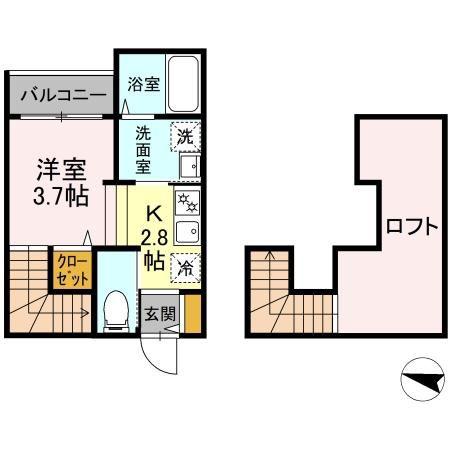 MODERN PALAZZO 須屋BALM(1K/1階)の間取り写真