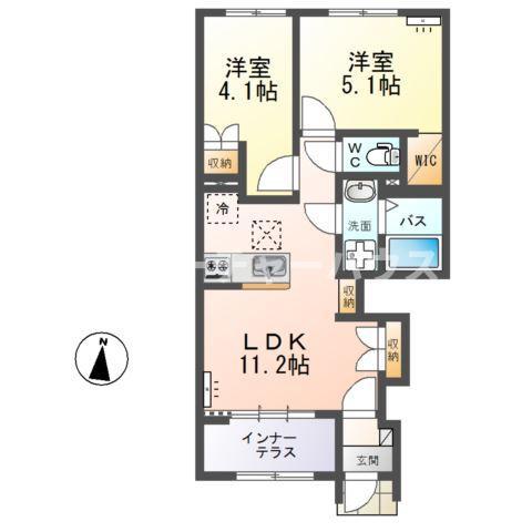 ラ・クラリエール(2LDK/1階)の間取り写真