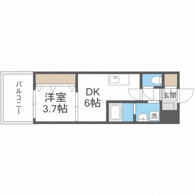 ビガーポリス412天満2丁目II(1DK/5階)の間取り写真