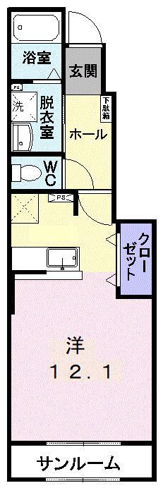 メゾン早坂2番館(ワンルーム/1階)の間取り写真
