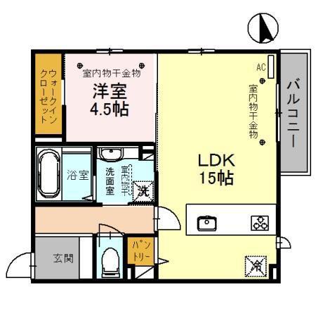 ウエスト金沢(1LDK/2階)の間取り写真