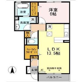 サンフラワーY(1LDK/1階)の間取り写真