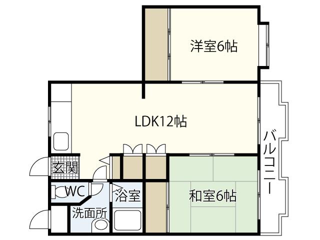 テントハウス山崎(2LDK/3階)の間取り写真