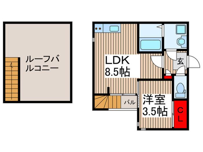 GRANDTIC越谷レイクタウン(1LDK/2階)の間取り写真