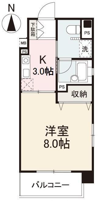 プレステ 98(1K/5階)の間取り写真