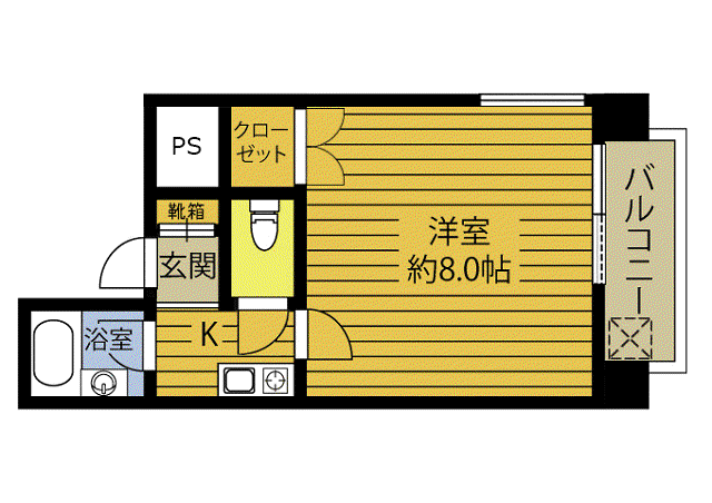 ルネ大在(1K/3階)の間取り写真