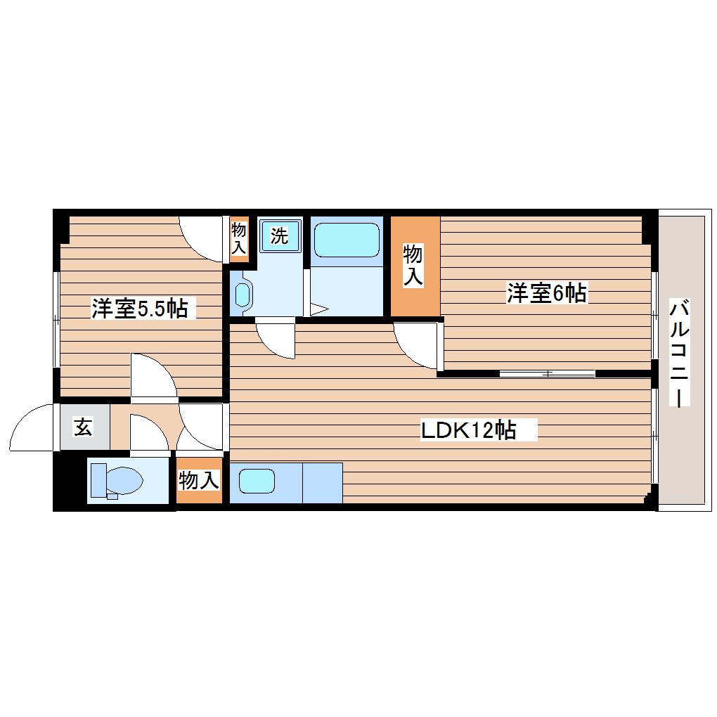 GRAN RESIDENCE1(2LDK/2階)の間取り写真