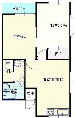 マルニコーポA(2DK/1階)の間取り写真