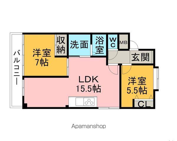 メゾンフローラ(2LDK/2階)の間取り写真