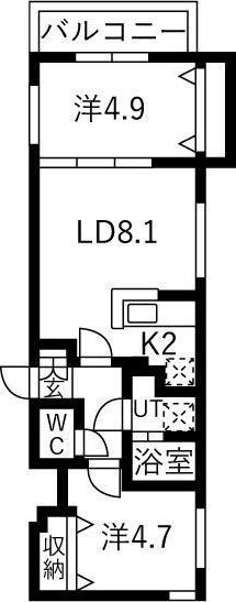 ステラ本郷1(2LDK/2階)の間取り写真