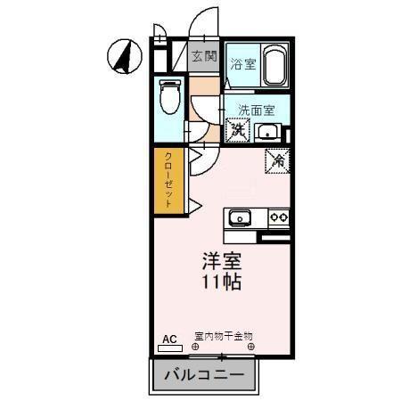 ユートリア(ワンルーム/2階)の間取り写真