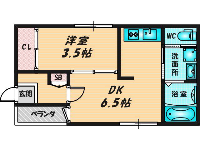 アレスグーテ(1DK/2階)の間取り写真
