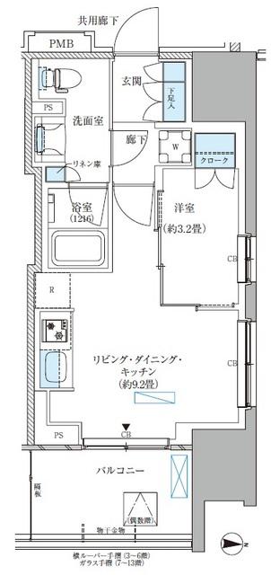パークアクシス西大島コンフォートスクエア(1LDK/6階)の間取り写真
