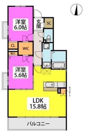 アミューザン鳥栖宿町(2LDK/2階)の間取り写真