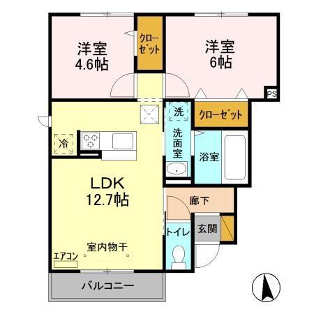 レガーロ A(2LDK/1階)の間取り写真