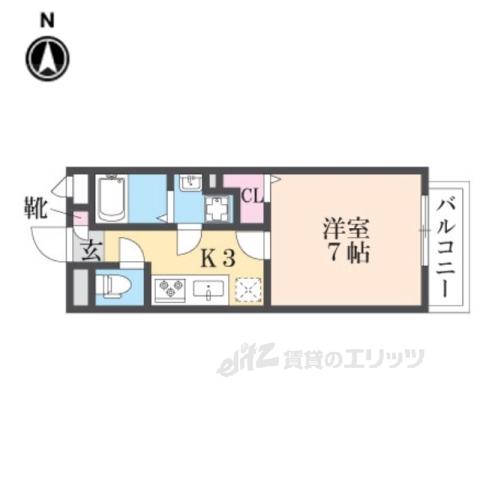 クレール栄翔(1K/1階)の間取り写真
