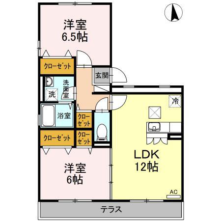 パストラルA棟(2LDK/1階)の間取り写真