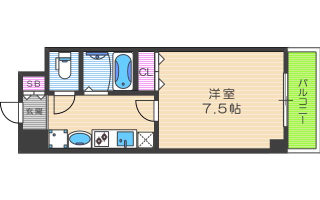 梅田エクセルハイツ(1K/5階)の間取り写真