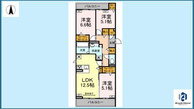 セレスティア又穂(3LDK/3階)の間取り写真